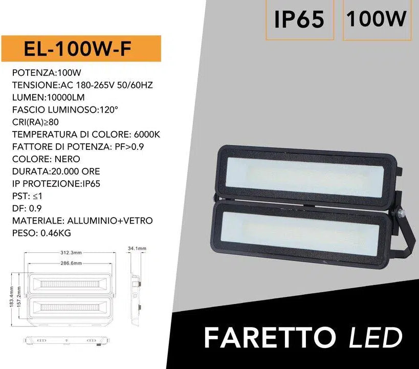 Proiettore SMD LED Modulare Monocolore UNIVERSO EL-100W-F 100W | Esterno IP65