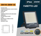 Proiettore SMD LED Slim UNIVERSO GN116-200W-3C 200W - CCT - immagine 7
