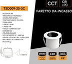 Faretto LED Rotondo da Incasso UNIVERSO TSD009-25-3C 3W - immagine 7