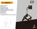 Lampada Applique a Muro Universo AQ52 – Forma Cubica Tridimensionale con Attacco E27, Max 60W, Colore Bianco e Nero