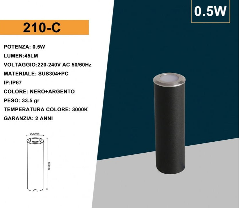 Universo Punto Luce LED Segnapasso da Interramento da 0,5W 90 Lumen IP67 - 3000K - 4000K