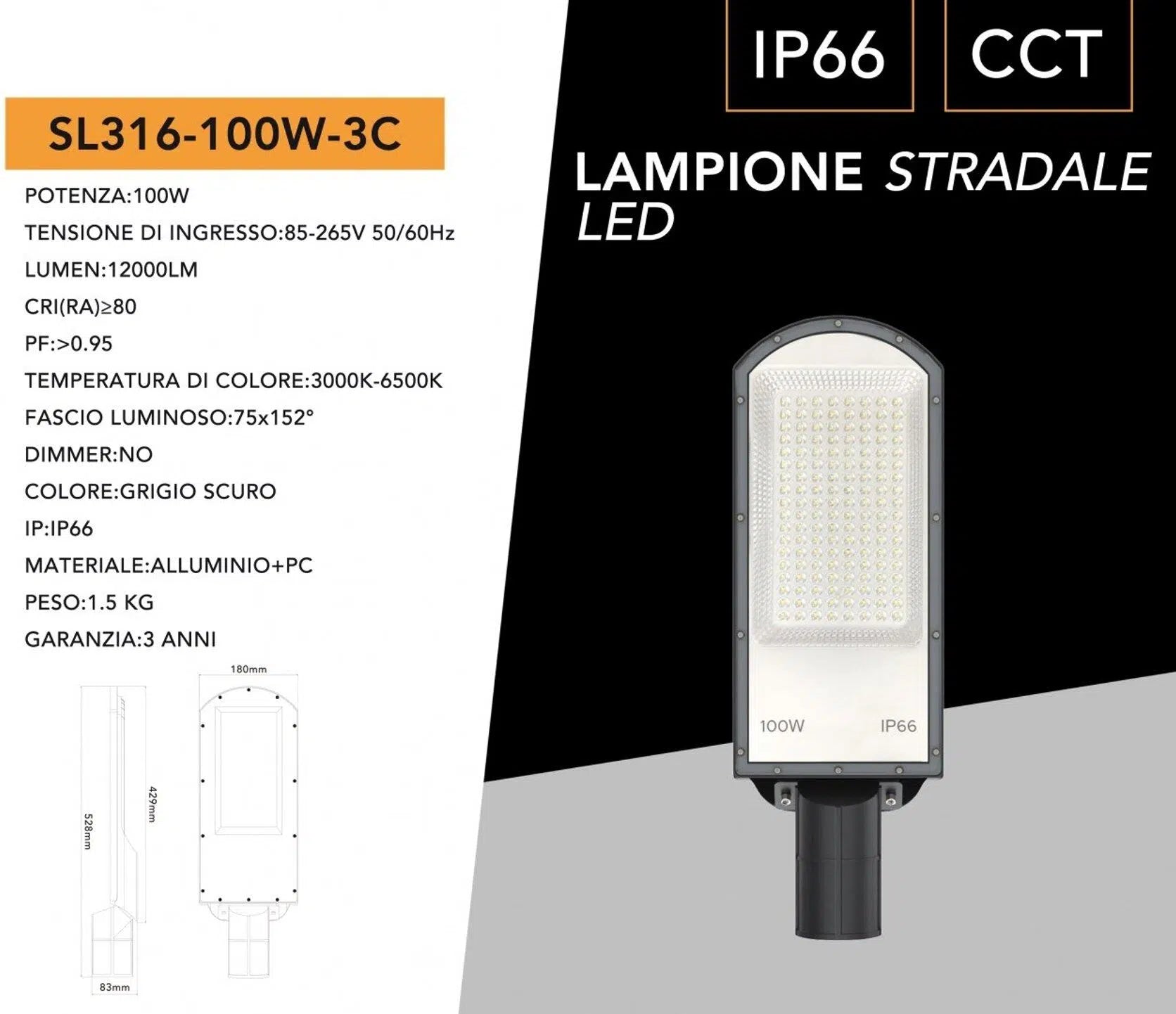 Adattatore Regolabile per Lampioncini e Armature Stradali