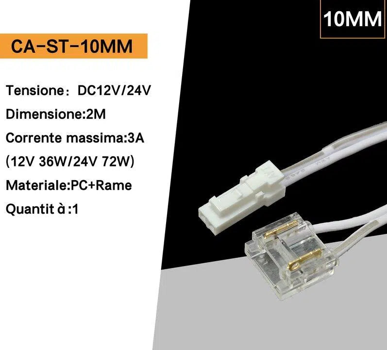 Cavo di Connessione tra Alimentatore Serie QS e Strip LED Monocolore DC12-24V | Larghezza 10mm