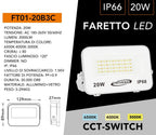 Proiettore LED Ultra Slim SMD UNIVERSO FT01-20B3C 20W - CCT - immagine 4