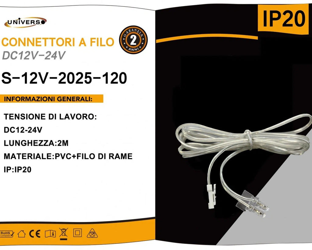 Cavo di Collegamento Strip LED – Alimentatore per Serie QS UNIVERSO