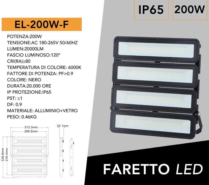 Proiettore SMD LED Modulare Monocolore UNIVERSO EL-200W-F 200W | Esterno IP65