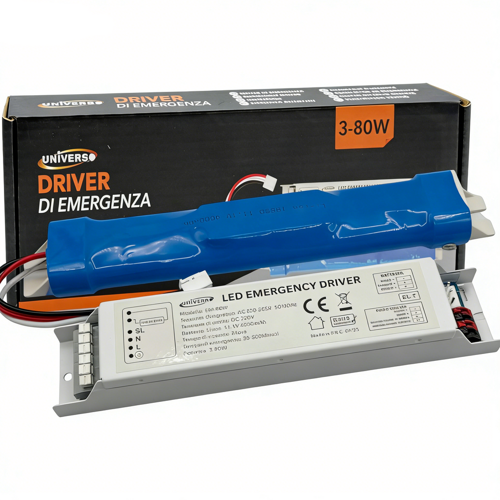 Driver di Emergenza Universale EM-80W per LED 3W-80W | Autonomia 300 Min | Uscita DC 220V