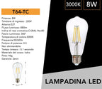 Lampadina LED E27 Universo - 8W Bulb ST64 Filamento, Luce - immagine 2