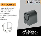Portalampada Applique Wall Light da Muro per 1 Lampadina - immagine 7