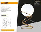 Lampada da Tavolo Minimalista in Bronzo con Sfera in Vetro - immagine 5