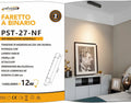 Track Light Faretto Lineare LED SMD Universo PST-27-N – 12W, 38°, per Binario Elettrificato Monofase, Colore Nero
