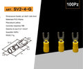 Confezione da 100 pezzi – Capicorda terminale a forcella isolato, a crimpare per cavi da 1,5 mm² a 2,5 mm², misura M4