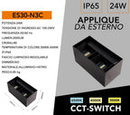 Applique LED da muro nera UNIVERSO ES30-N3C 24W con doppio - immagine 10