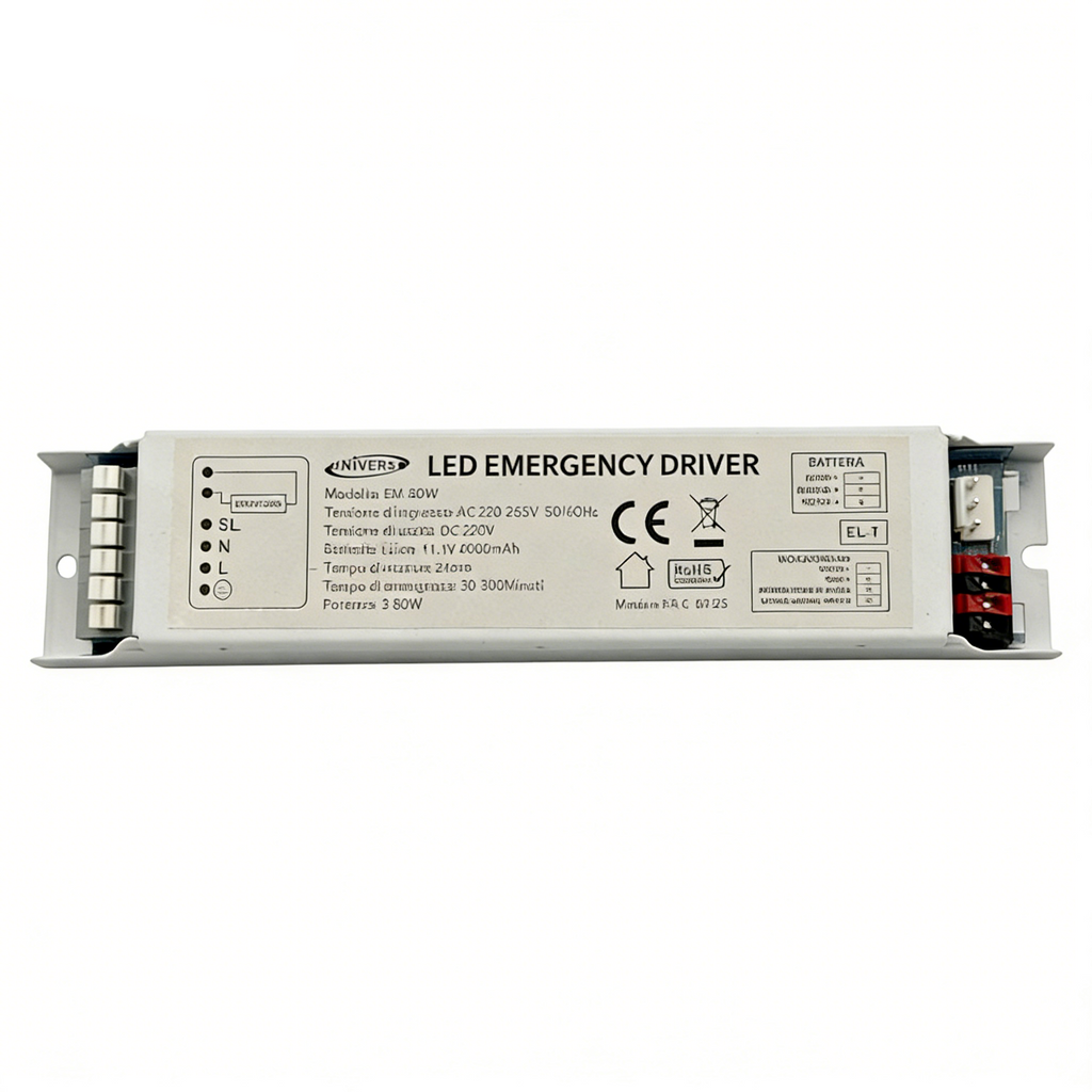 Driver di Emergenza Universale EM-80W per LED 3W-80W | Autonomia 300 Min | Uscita DC 220V