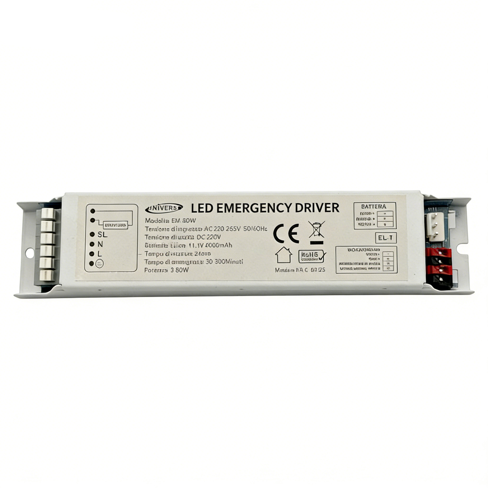 Driver di Emergenza Universale EM-80W per LED 3W-80W | Autonomia 300 Min | Uscita DC 220V