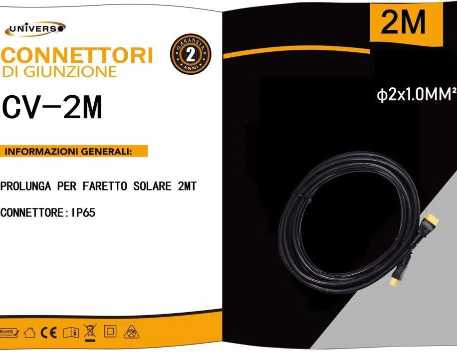 Cavo di Connessione Prolunga 2m per Fari Solari UNIVERSO | Connettore IP65