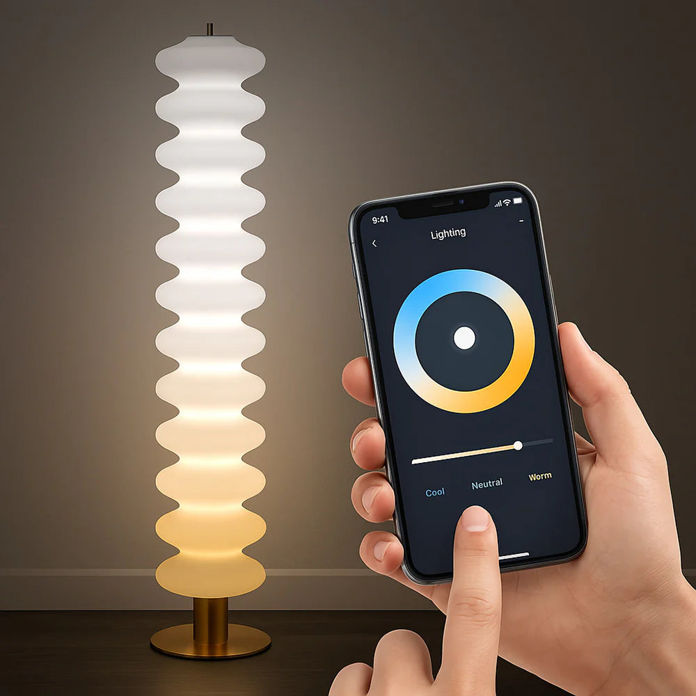 UNIVERSO D18-3C Lampada Piantana LED di Design 43W con Bluetooth, CCT Selezionabile, Telecomando e Controllo da App