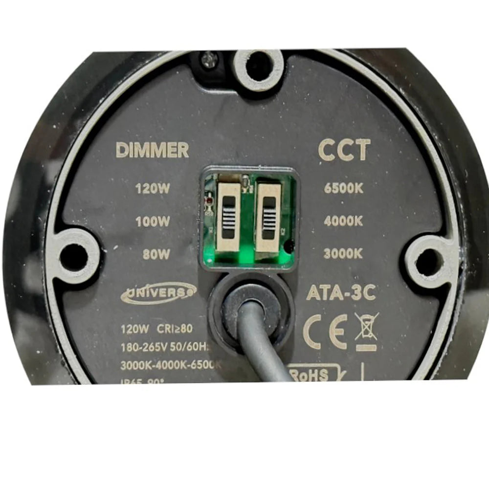 UNIVERSO ATA-3C Lampada Testa Palo LED SMD 120W Dimmerabile con Selettore CCT Temperatura Luce IP65