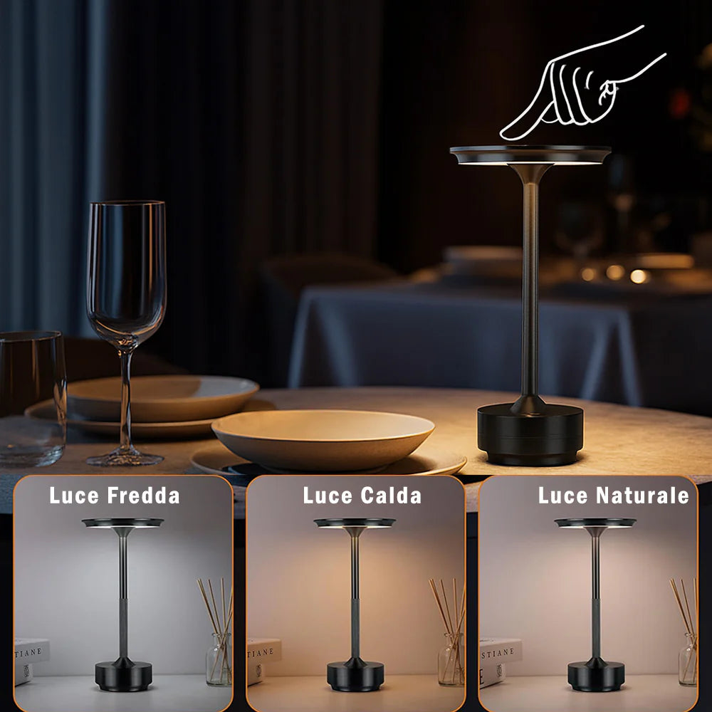 Lampada da Tavolo Portatile Universo D38-N3C 3W con Ricarica USB-C e Selezione Temperatura Colore CCT