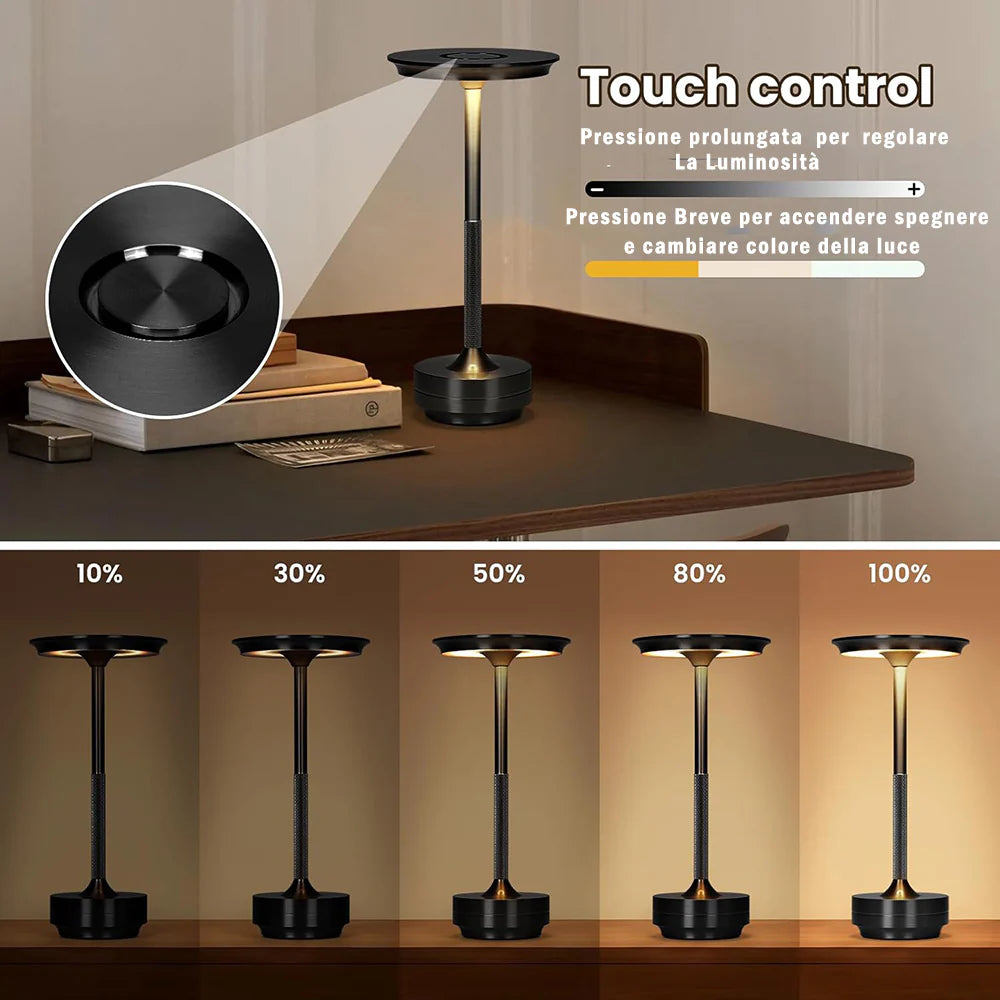 Lampada da Tavolo Portatile Universo D38-N3C 3W con Ricarica USB-C e Selezione Temperatura Colore CCT