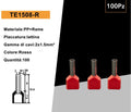 Confezione da 100 Pezzi – Tubetto Terminale Capicorda Isolato per 2 Cavi da 1,50 mm² – Terminale da 8 mm – Colori Giallo, Rosso, Blu