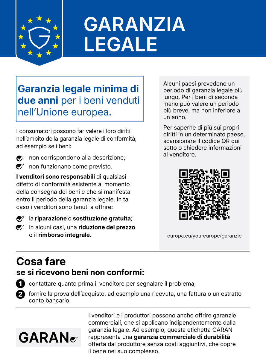 Avviso armonizzato dell'Unione europea sulla garanzia legale